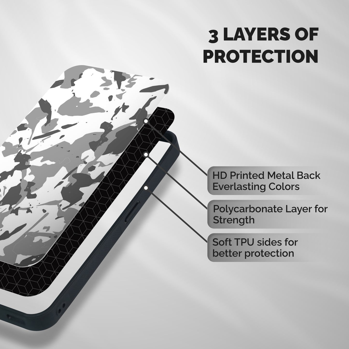 Grey Camouflage Army Shockproof Hybrid Protection (Metal + TPU) Back Case Cover