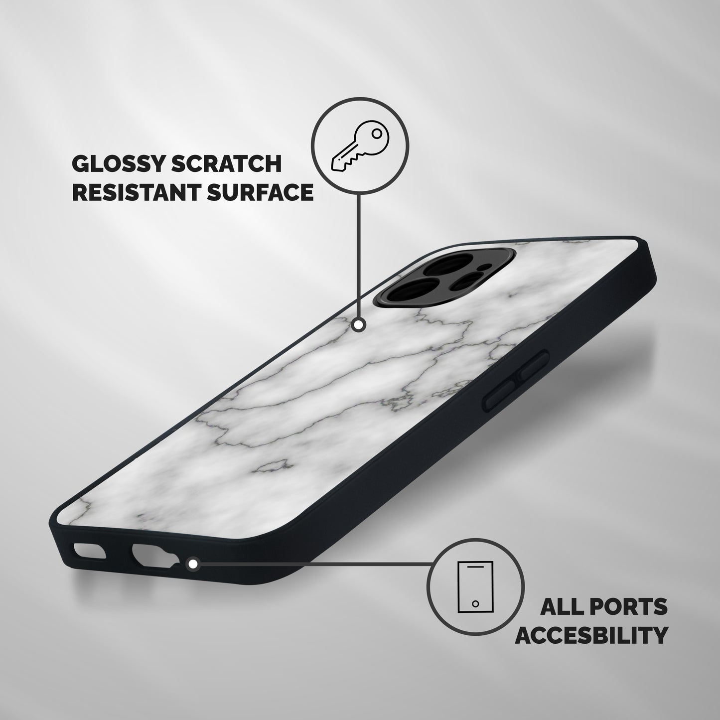 Grey Marble Shockproof Hybrid Protection (Metal + TPU) Back Case Cover