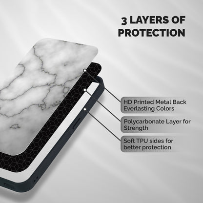 Grey Marble Shockproof Hybrid Protection (Metal + TPU) Back Case Cover