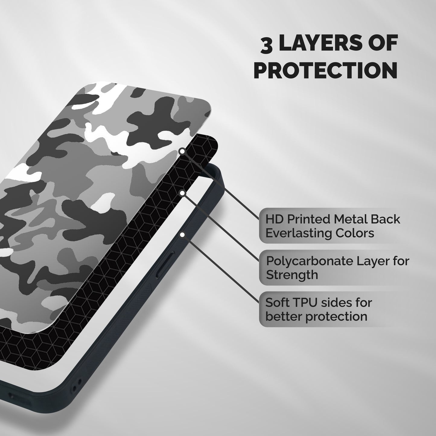 Grey Military Shockproof Hybrid Protection (Metal + TPU) Back Case Cover