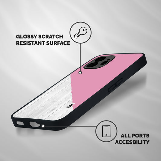 Grey Pink Wooden Design Shockproof Hybrid Protection (Metal + TPU) Back Case Cover