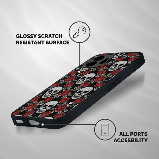 Grey Skulls Shockproof Hybrid Protection (Metal + TPU) Back Case Cover