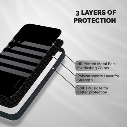Grey Star Striped Pattern Shockproof Hybrid Protection (Metal + TPU) Back Case Cover