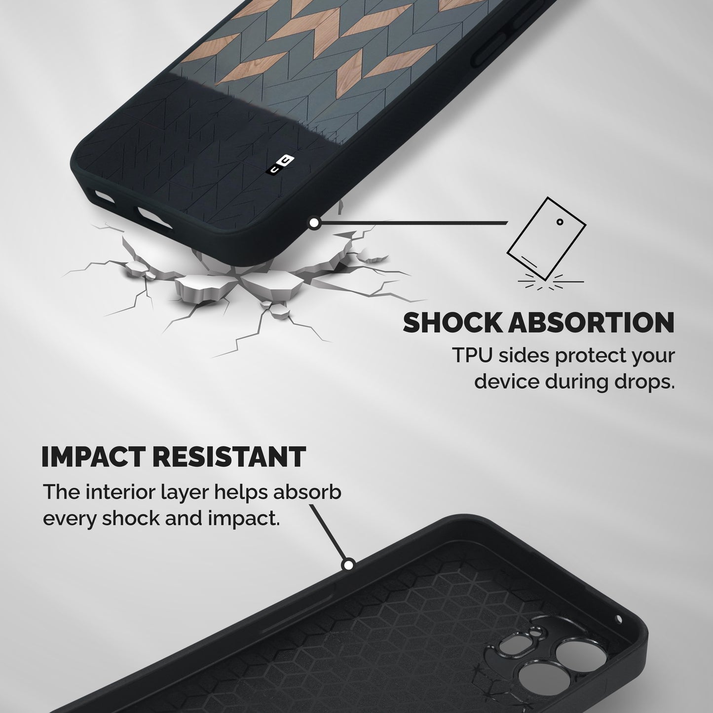 Greyish Wood Design Shockproof Hybrid Protection (Metal + TPU) Back Case Cover