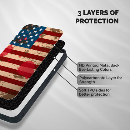 Grunge USA Flag Shockproof Hybrid Protection (Metal + TPU) Back Case Cover