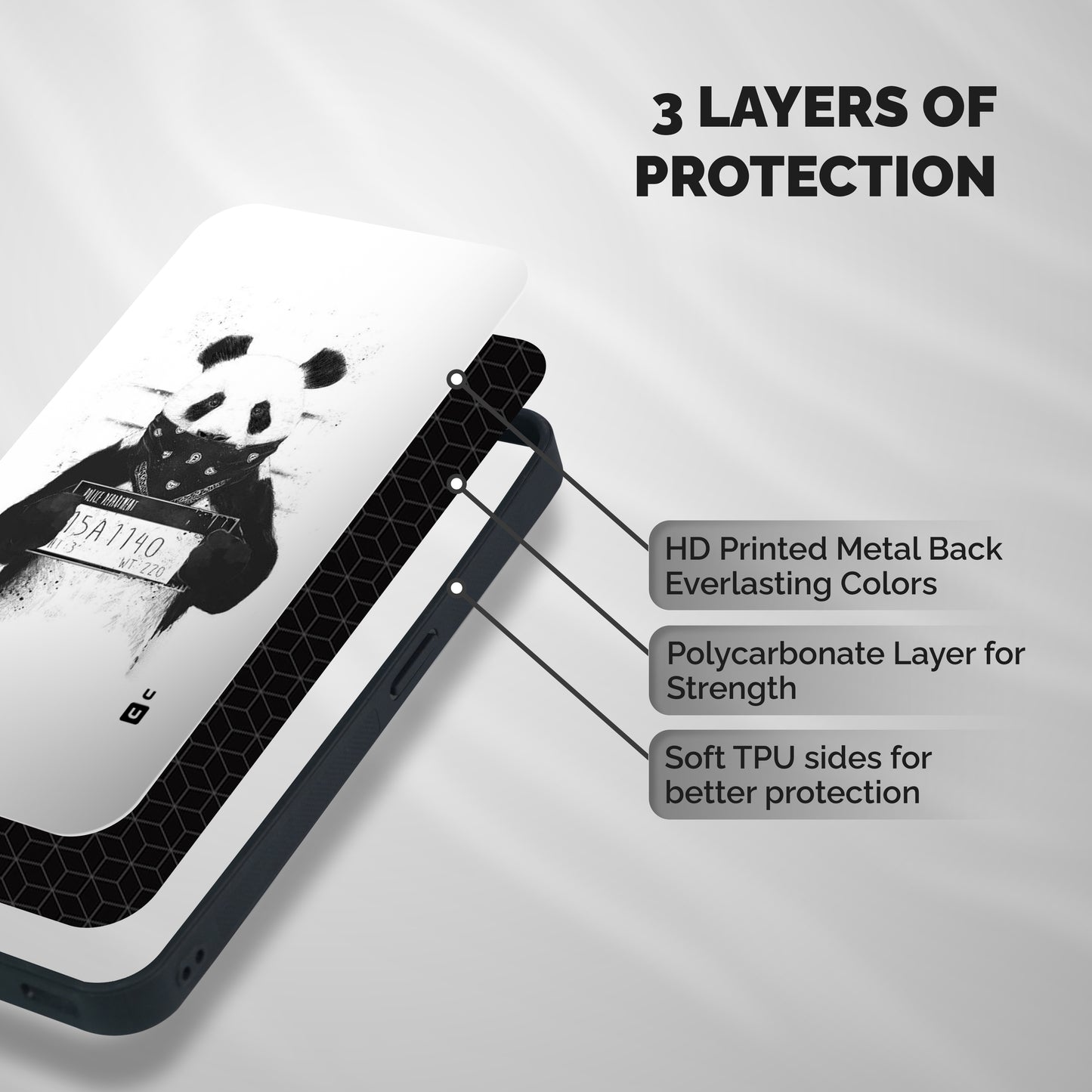Guilty Panda Shockproof Hybrid Protection (Metal + TPU) Back Case Cover