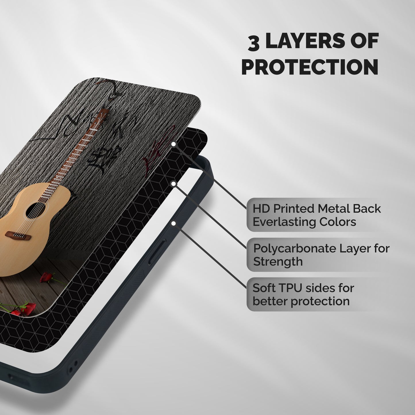 Guitar Classic Shockproof Hybrid Protection (Metal + TPU) Back Case Cover