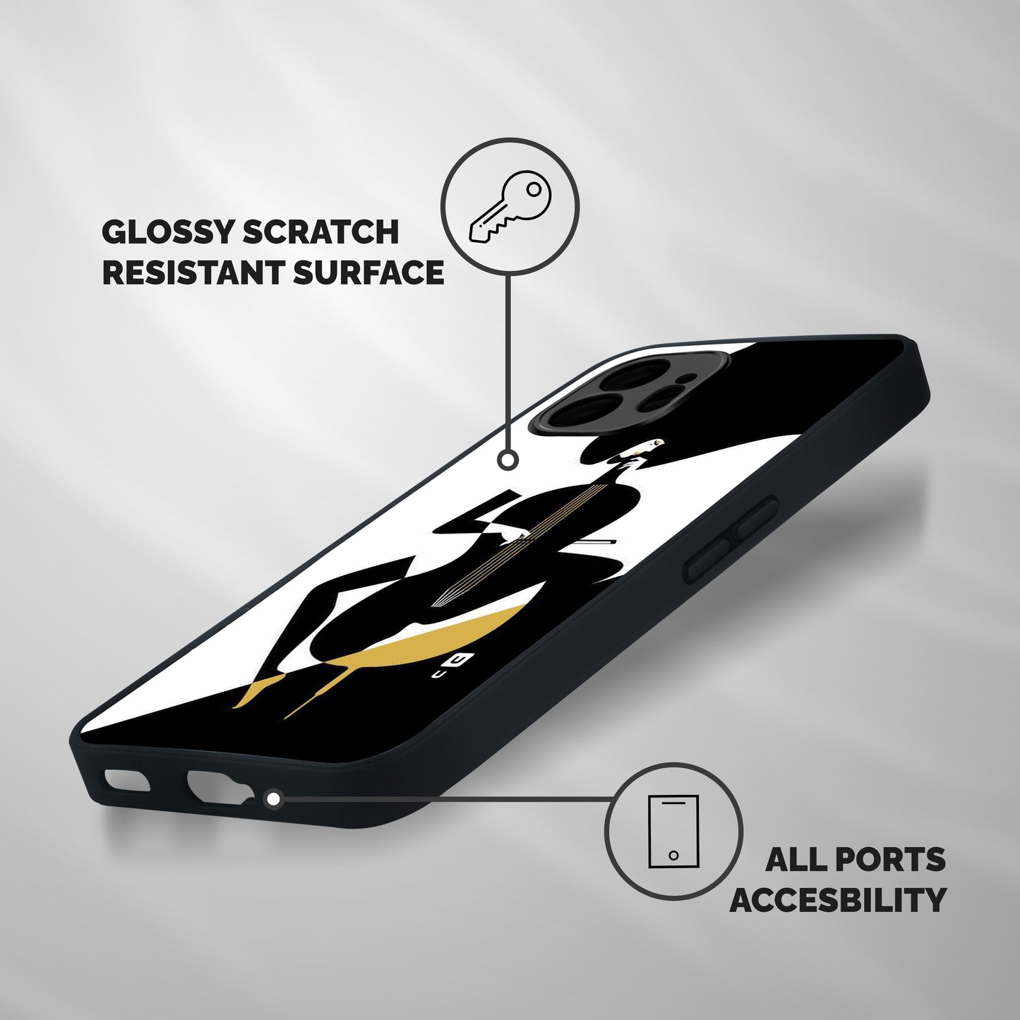 Guitar Women Shockproof Hybrid Protection (Metal + TPU) Back Case Cover