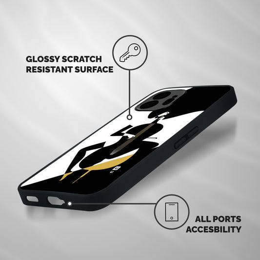 Guitar Women Shockproof Hybrid Protection (Metal + TPU) Back Case Cover