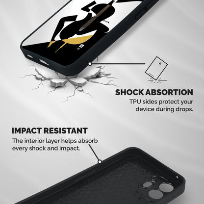 Guitar Women Shockproof Hybrid Protection (Metal + TPU) Back Case Cover