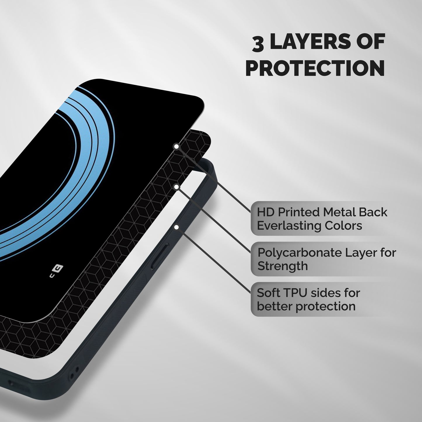 Half Circles Shockproof Hybrid Protection (Metal + TPU) Back Case Cover