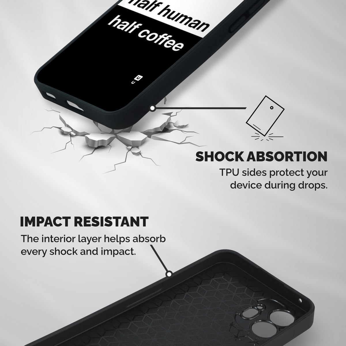 Half Human Half Coffee Shockproof Hybrid Protection (Metal + TPU) Back Case Cover