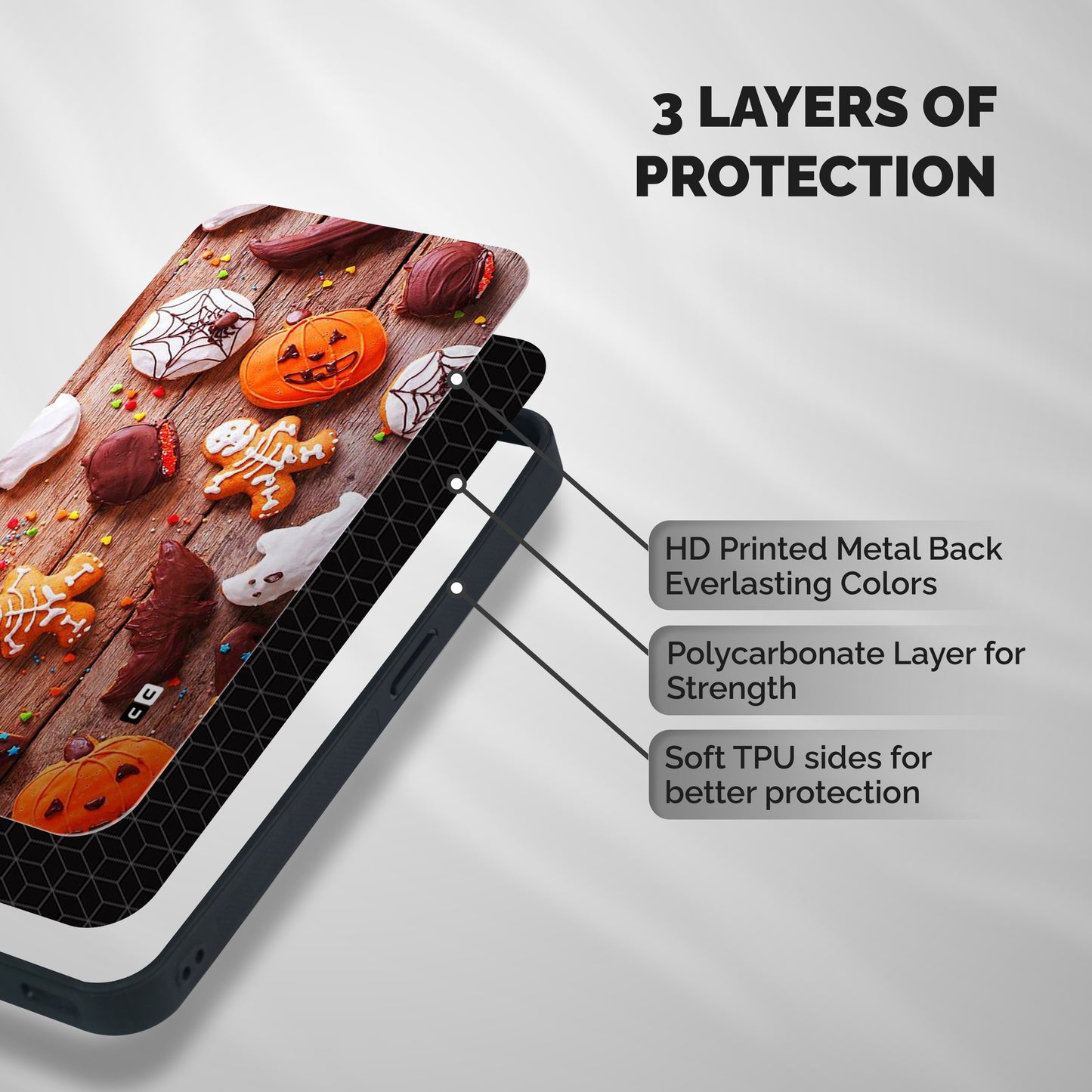 Halloween Chocolates Shockproof Hybrid Protection (Metal + TPU) Back Case Cover