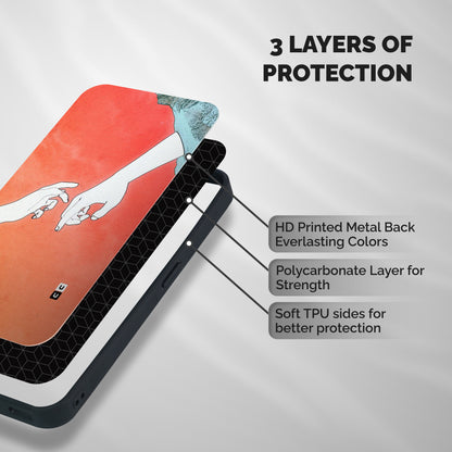 Hand Paint Drawing Shockproof Hybrid Protection (Metal + TPU) Back Case Cover
