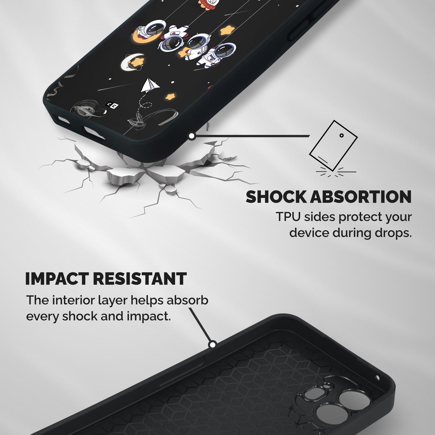Hanging Astronauts Shockproof Hybrid Protection (Metal + TPU) Back Case Cover