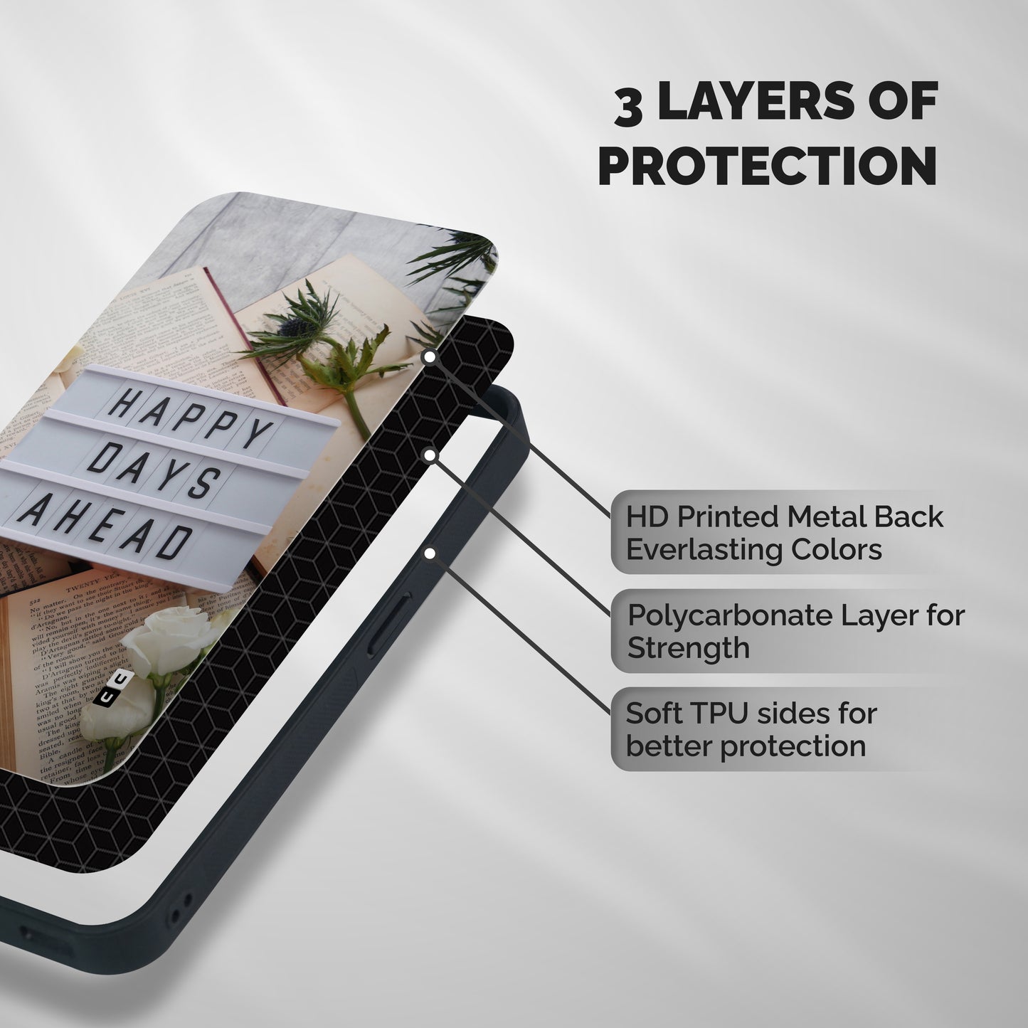 Happy Days Ahead Shockproof Hybrid Protection (Metal + TPU) Back Case Cover
