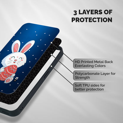 Happy Festive Bunny Shockproof Hybrid Protection (Metal + TPU) Back Case Cover