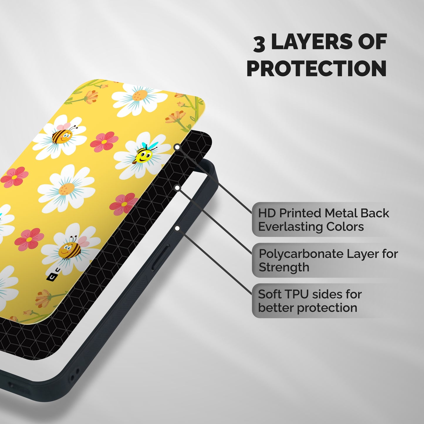 Happy Flowers Shockproof Hybrid Protection (Metal + TPU) Back Case Cover