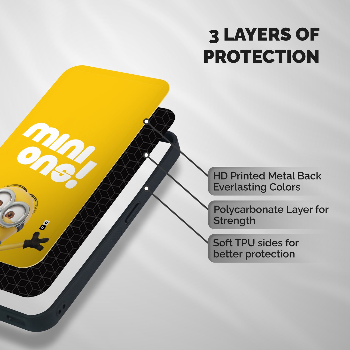 Happy Minion Shockproof Hybrid Protection (Metal + TPU) Back Case Cover