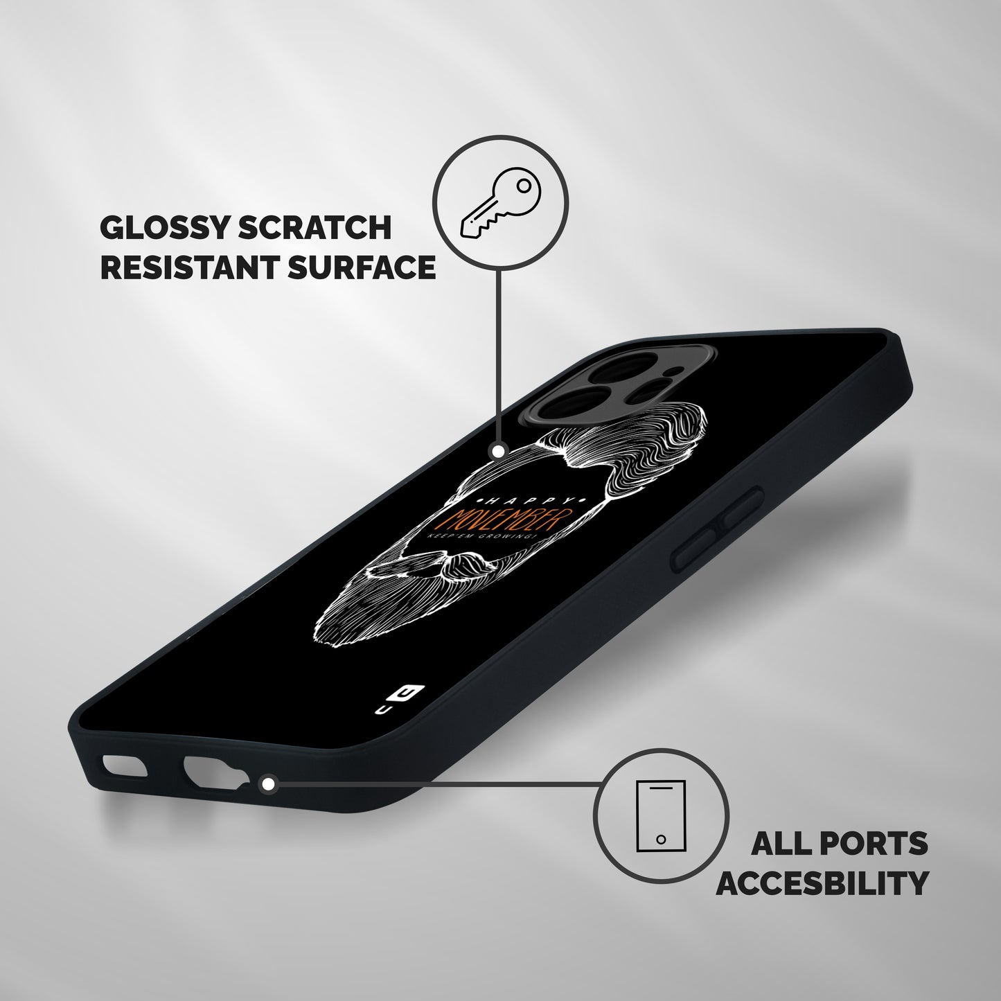 Happy Movember Black Shockproof Hybrid Protection (Metal + TPU) Back Case Cover