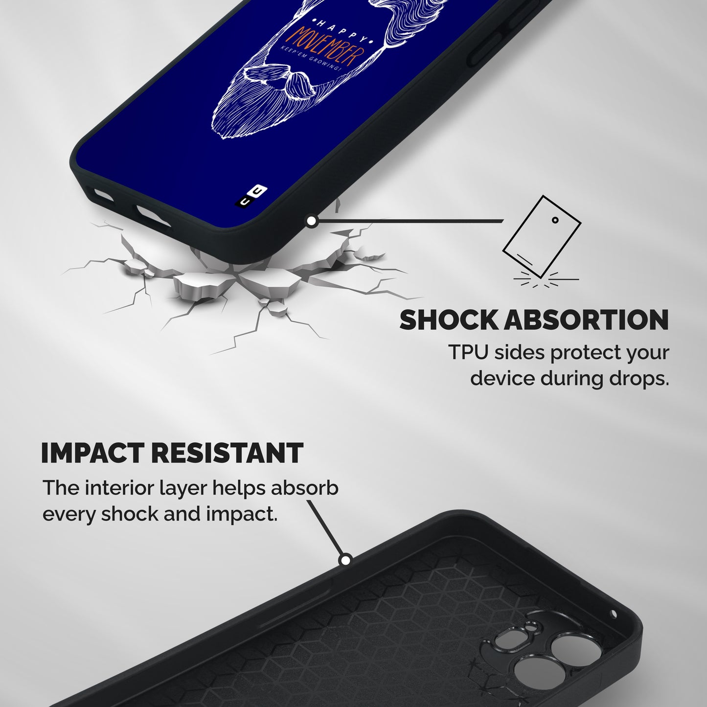 Happy Movember Blue Shockproof Hybrid Protection (Metal + TPU) Back Case Cover