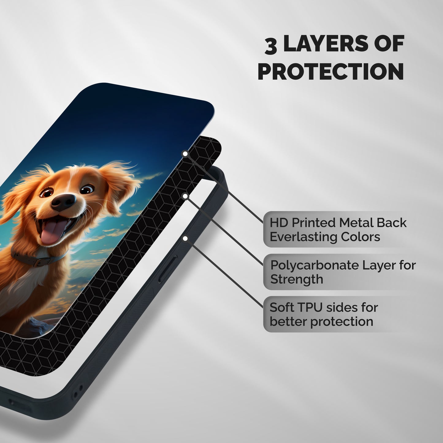 Happy Puppy Shockproof Hybrid Protection (Metal + TPU) Back Case Cover