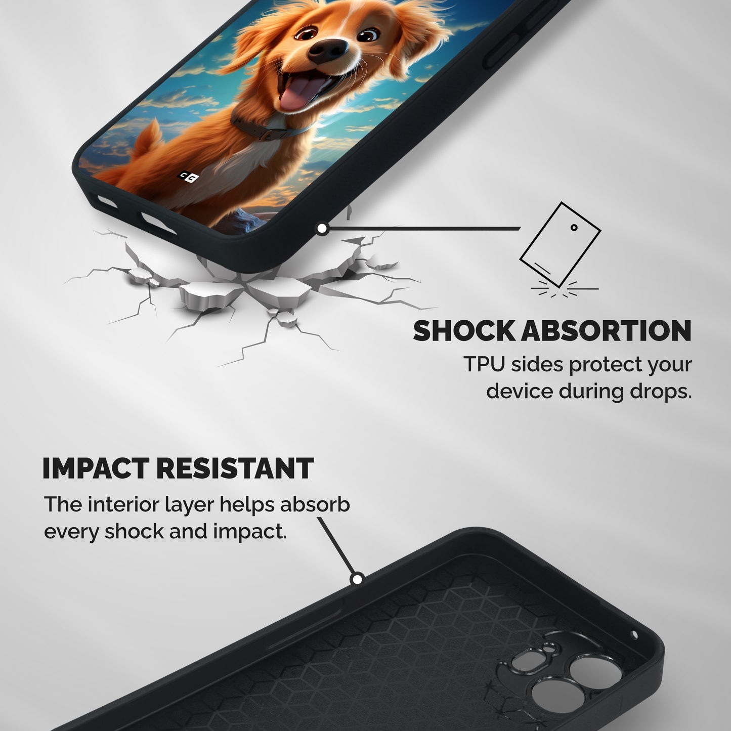 Happy Puppy Shockproof Hybrid Protection (Metal + TPU) Back Case Cover