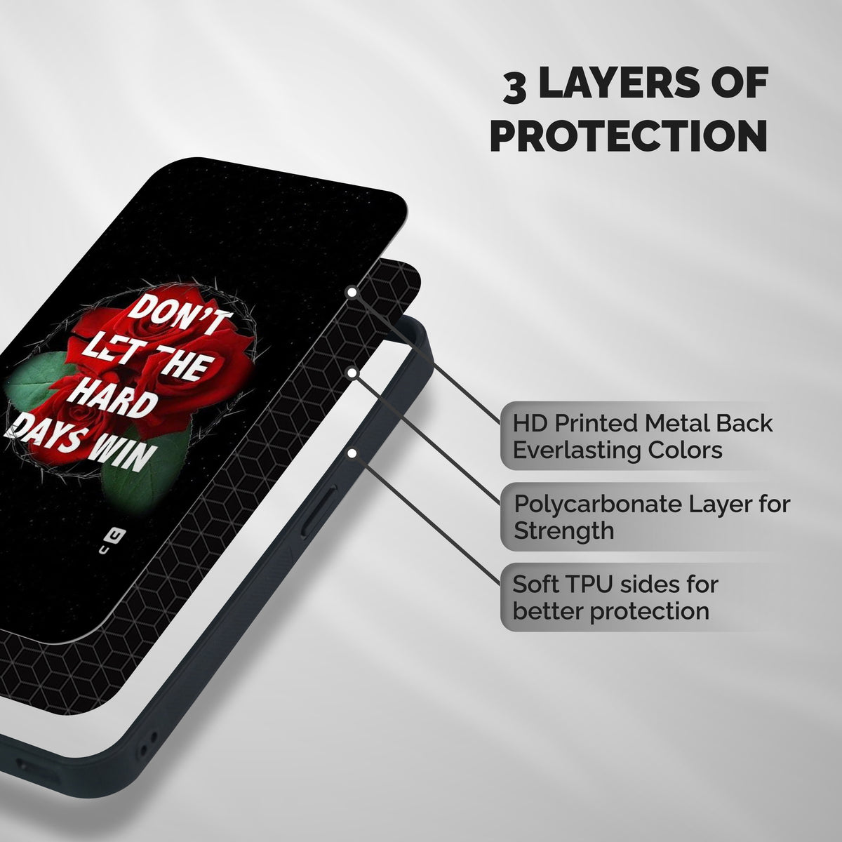 Hard Days No Win Shockproof Hybrid Protection (Metal + TPU) Back Case Cover