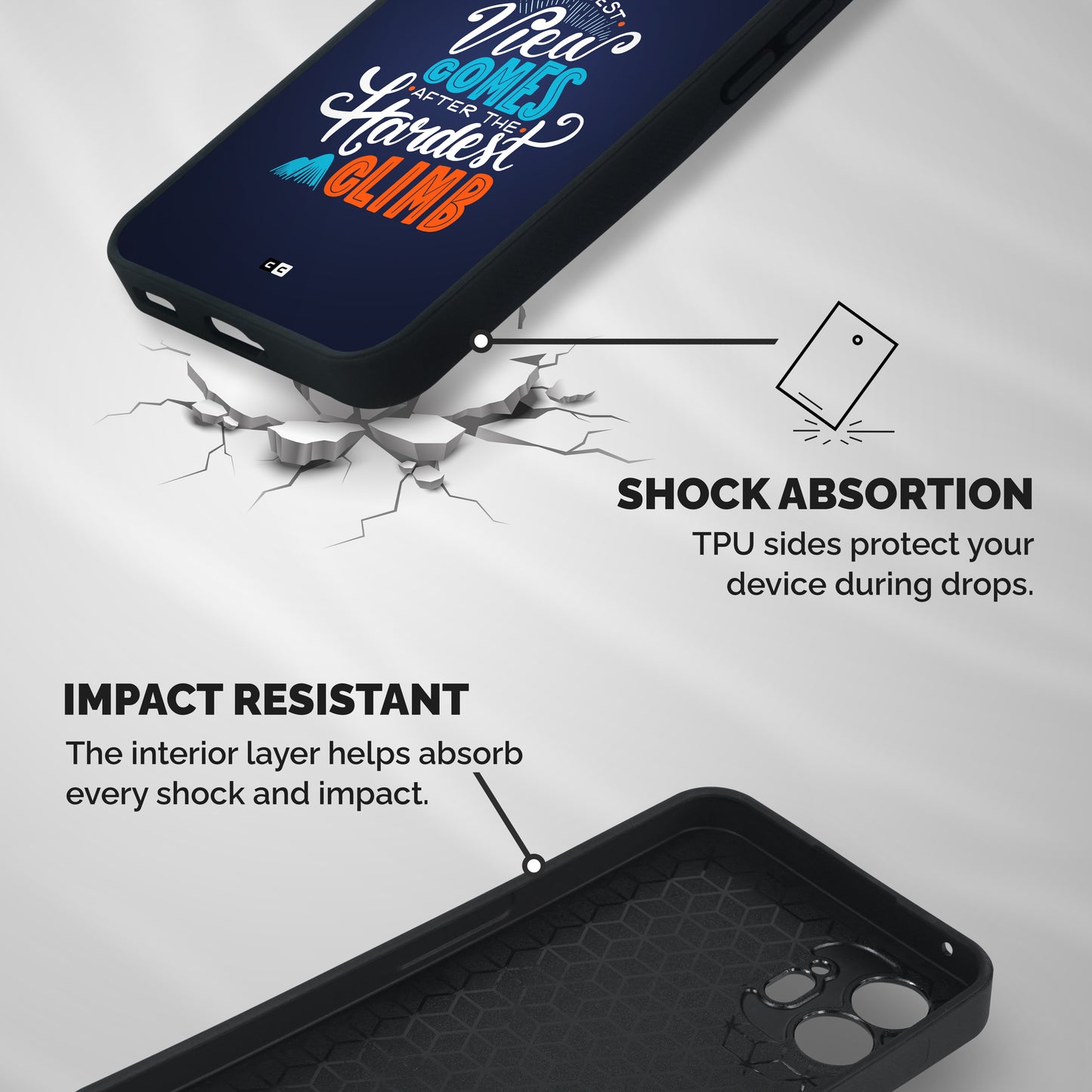 Hardest Climb Shockproof Hybrid Protection (Metal + TPU) Back Case Cover
