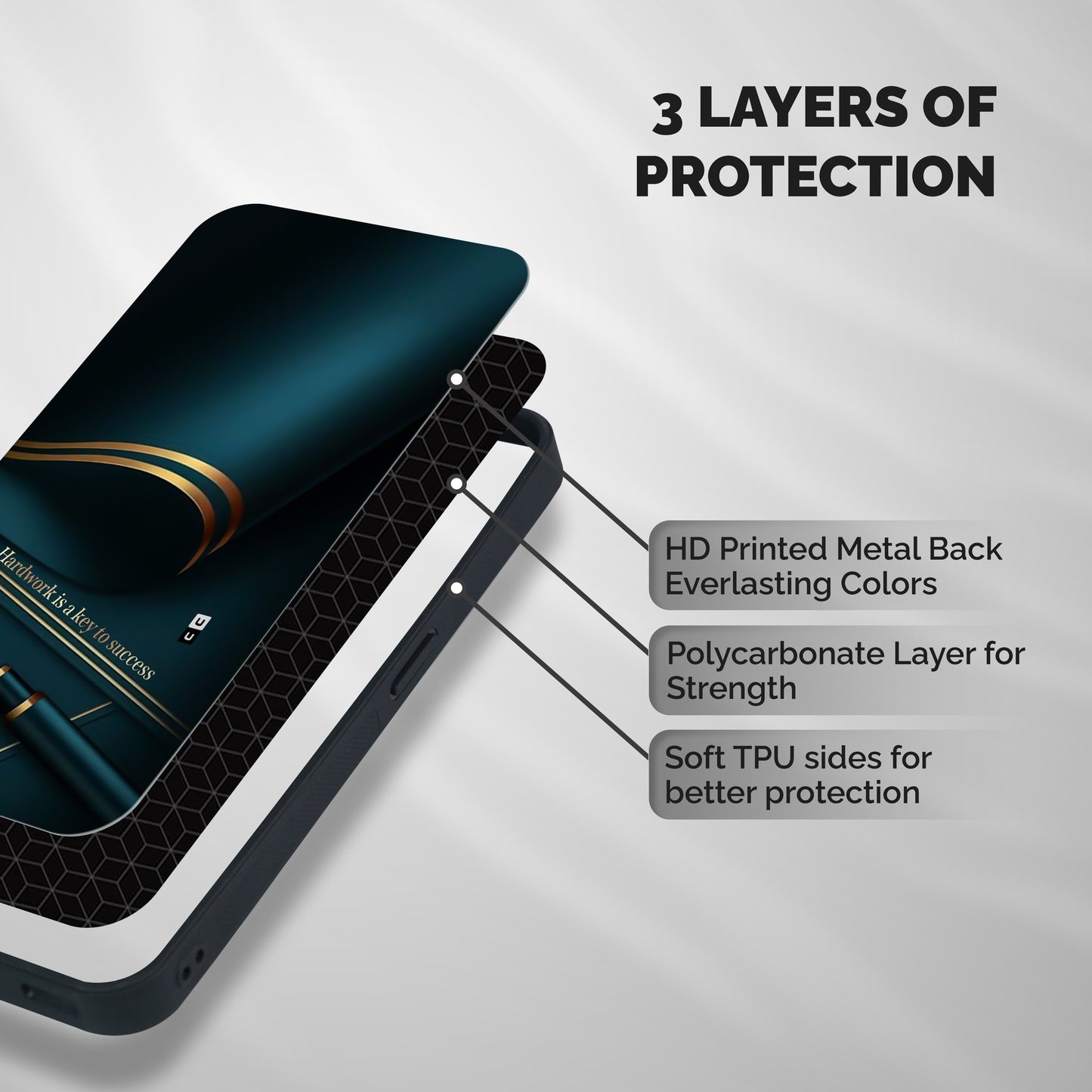 Hardwork Is Key Shockproof Hybrid Protection (Metal + TPU) Back Case Cover