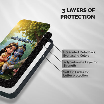 Hare Radhe Krishna Shockproof Hybrid Protection (Metal + TPU) Back Case Cover
