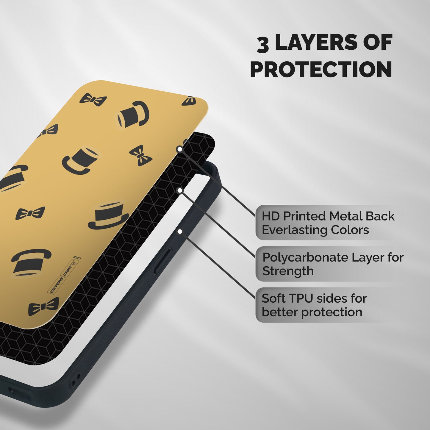 Hat and Bow Tie Shockproof Hybrid Protection (Metal + TPU) Back Case Cover