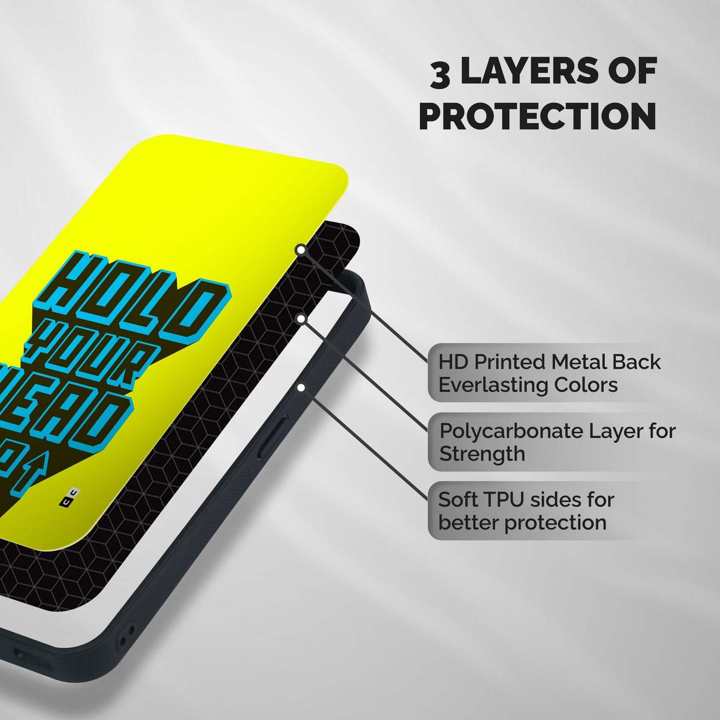 Head Up Shockproof Hybrid Protection (Metal + TPU) Back Case Cover