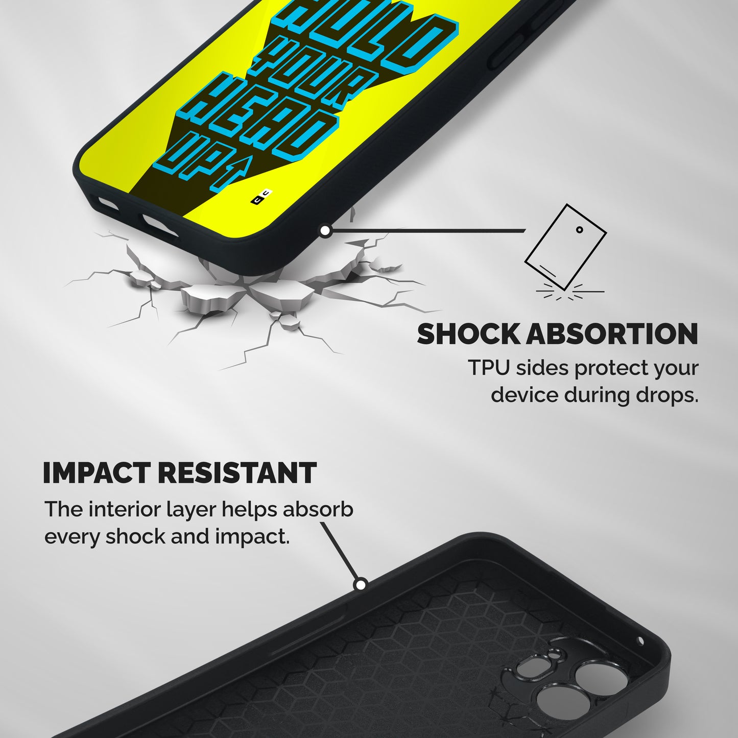 Head Up Shockproof Hybrid Protection (Metal + TPU) Back Case Cover