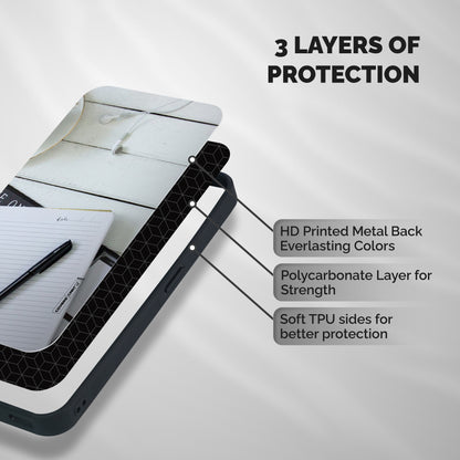 Headphones Notes Shockproof Hybrid Protection (Metal + TPU) Back Case Cover