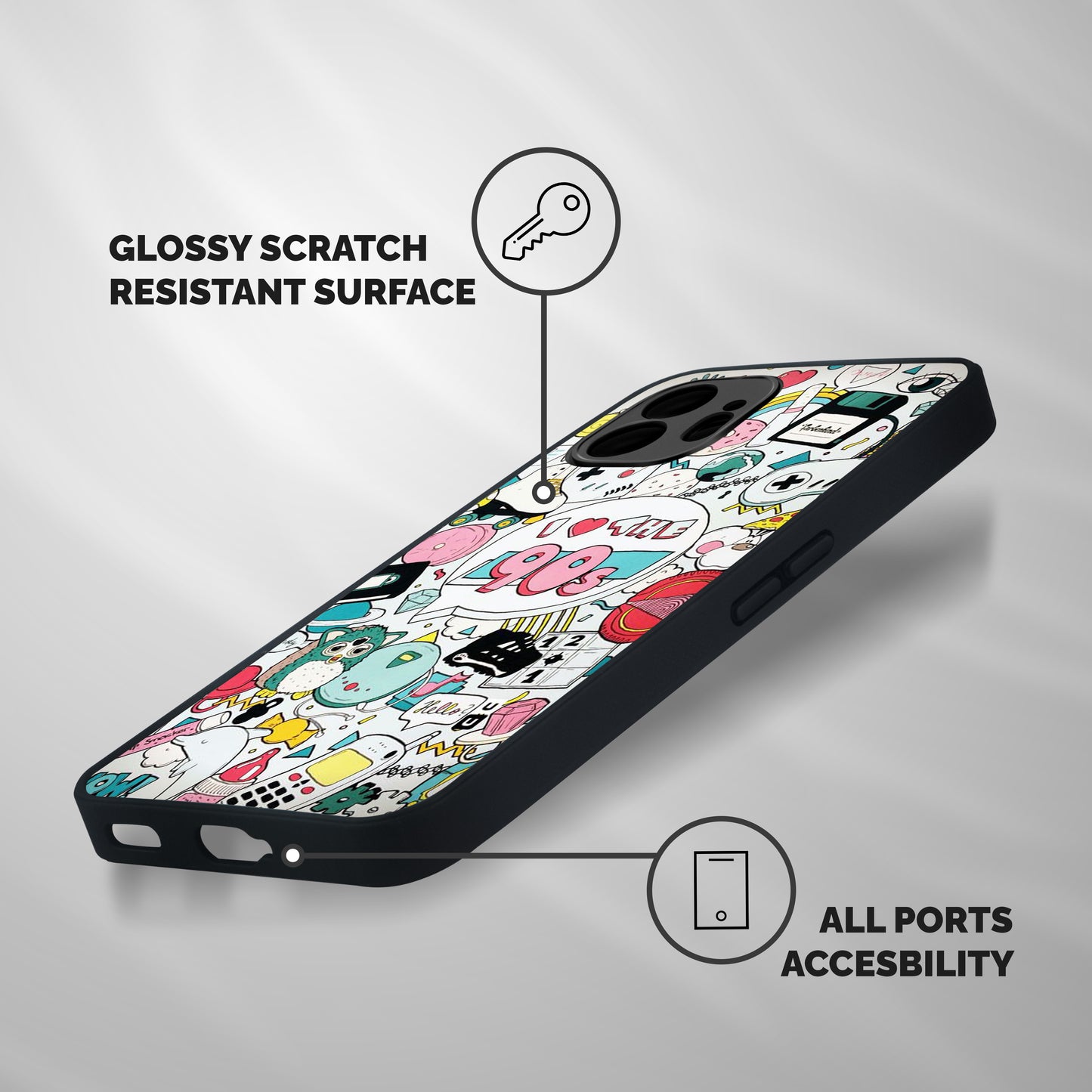 Heart 90s Shockproof Hybrid Protection (Metal + TPU) Back Case Cover