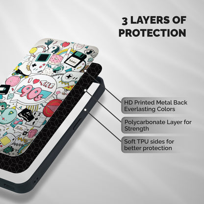 Heart 90s Shockproof Hybrid Protection (Metal + TPU) Back Case Cover
