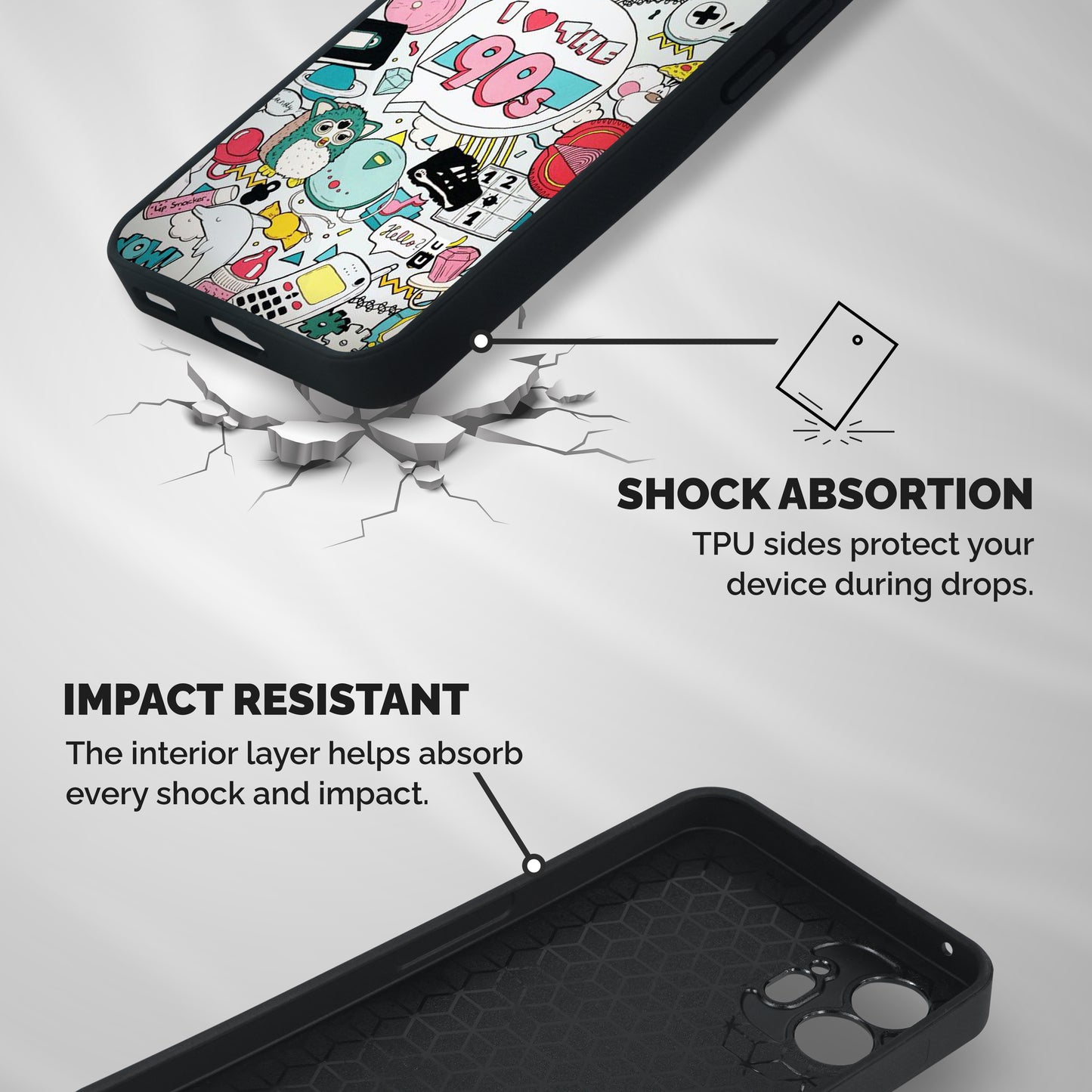 Heart 90s Shockproof Hybrid Protection (Metal + TPU) Back Case Cover