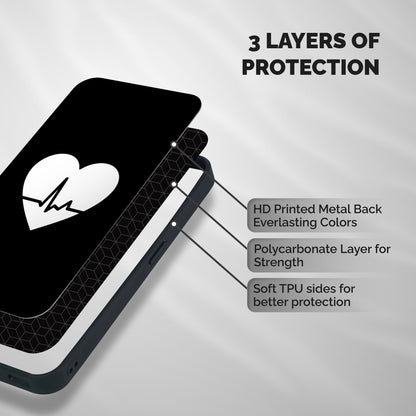 Heart Beat Shockproof Hybrid Protection (Metal + TPU) Back Case Cover