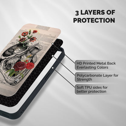 Heart Newspaper Shockproof Hybrid Protection (Metal + TPU) Back Case Cover