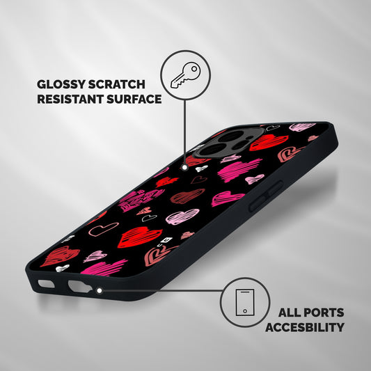 Hearts Art Pattern Shockproof Hybrid Protection (Metal + TPU) Back Case Cover