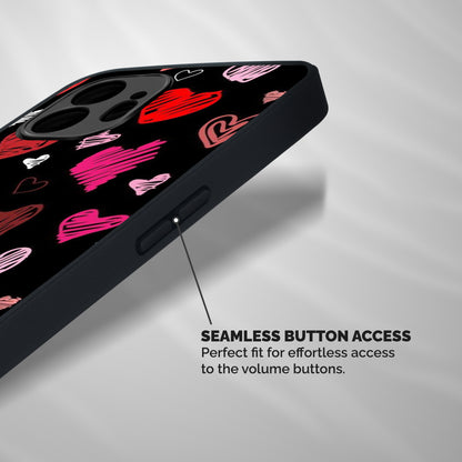 Hearts Art Pattern Shockproof Hybrid Protection (Metal + TPU) Back Case Cover