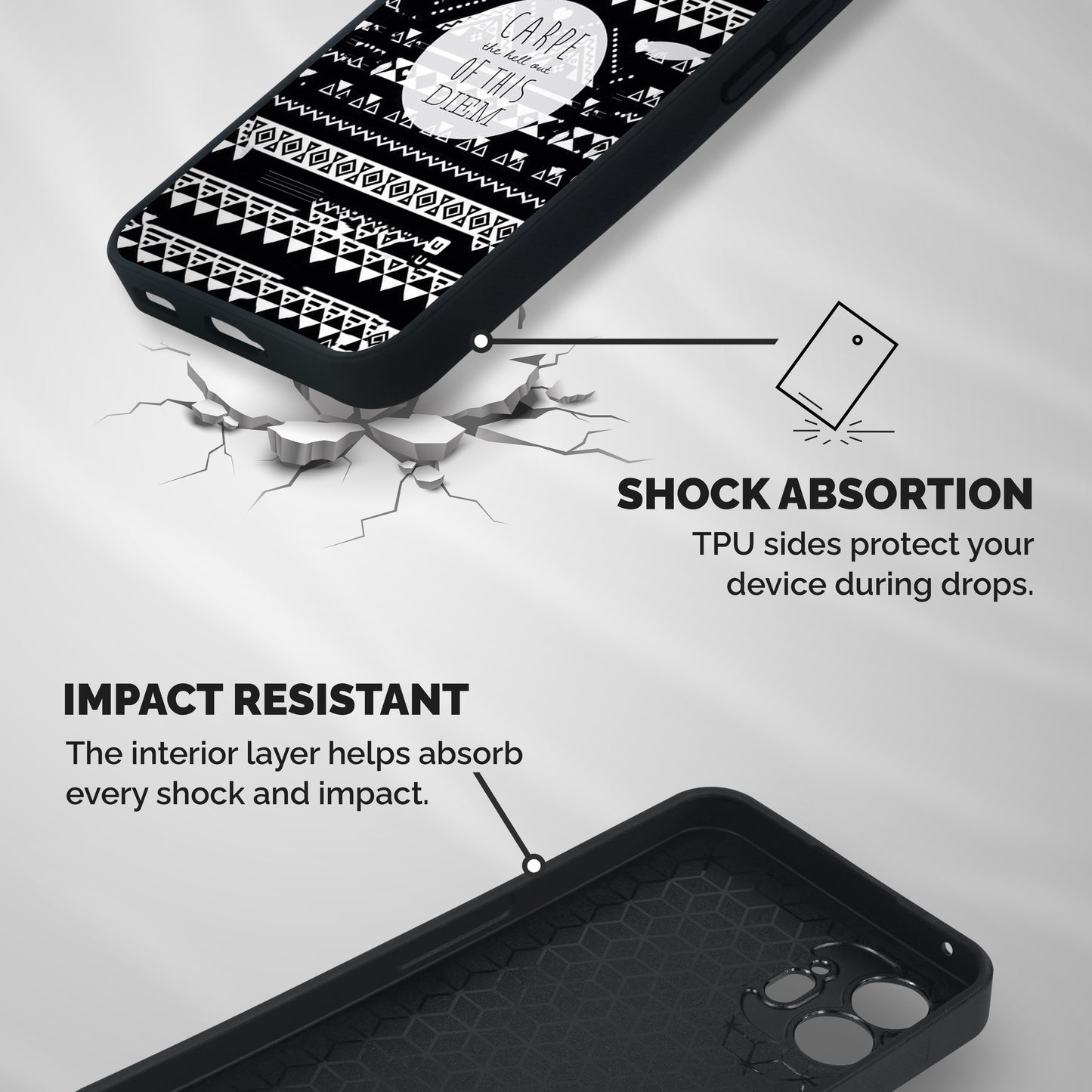 Hell Diem Shockproof Hybrid Protection (Metal + TPU) Back Case Cover