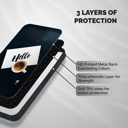 Hello Coffee Shockproof Hybrid Protection (Metal + TPU) Back Case Cover