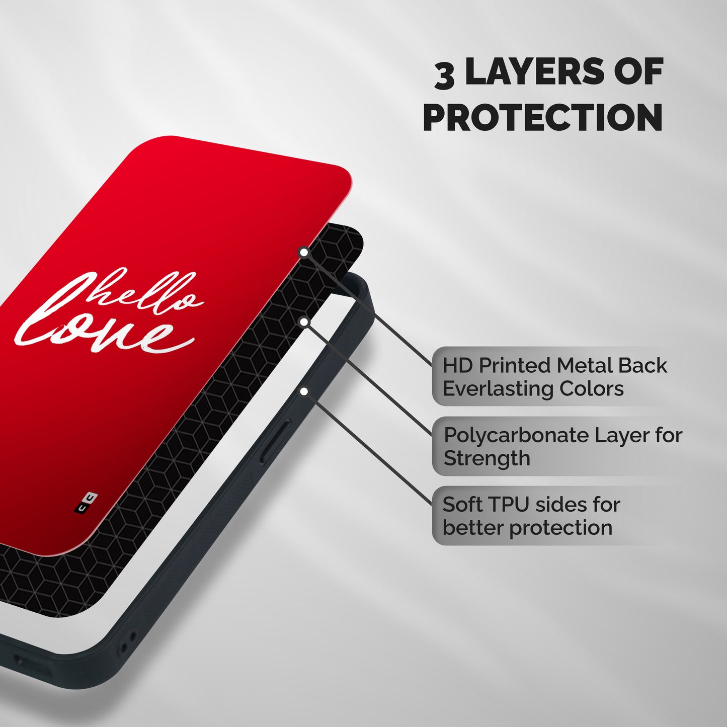 Hello Love Shockproof Hybrid Protection (Metal + TPU) Back Case Cover