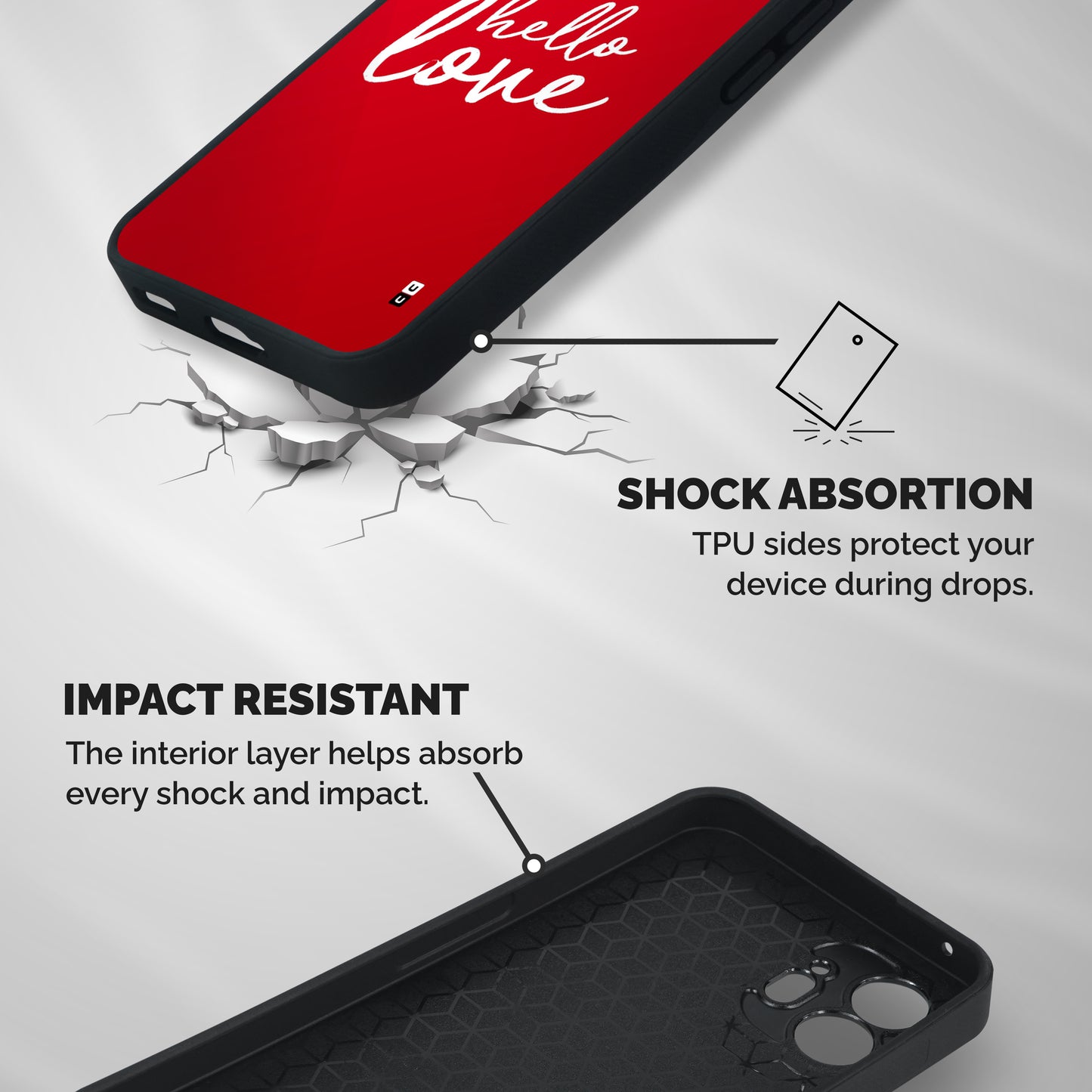 Hello Love Shockproof Hybrid Protection (Metal + TPU) Back Case Cover