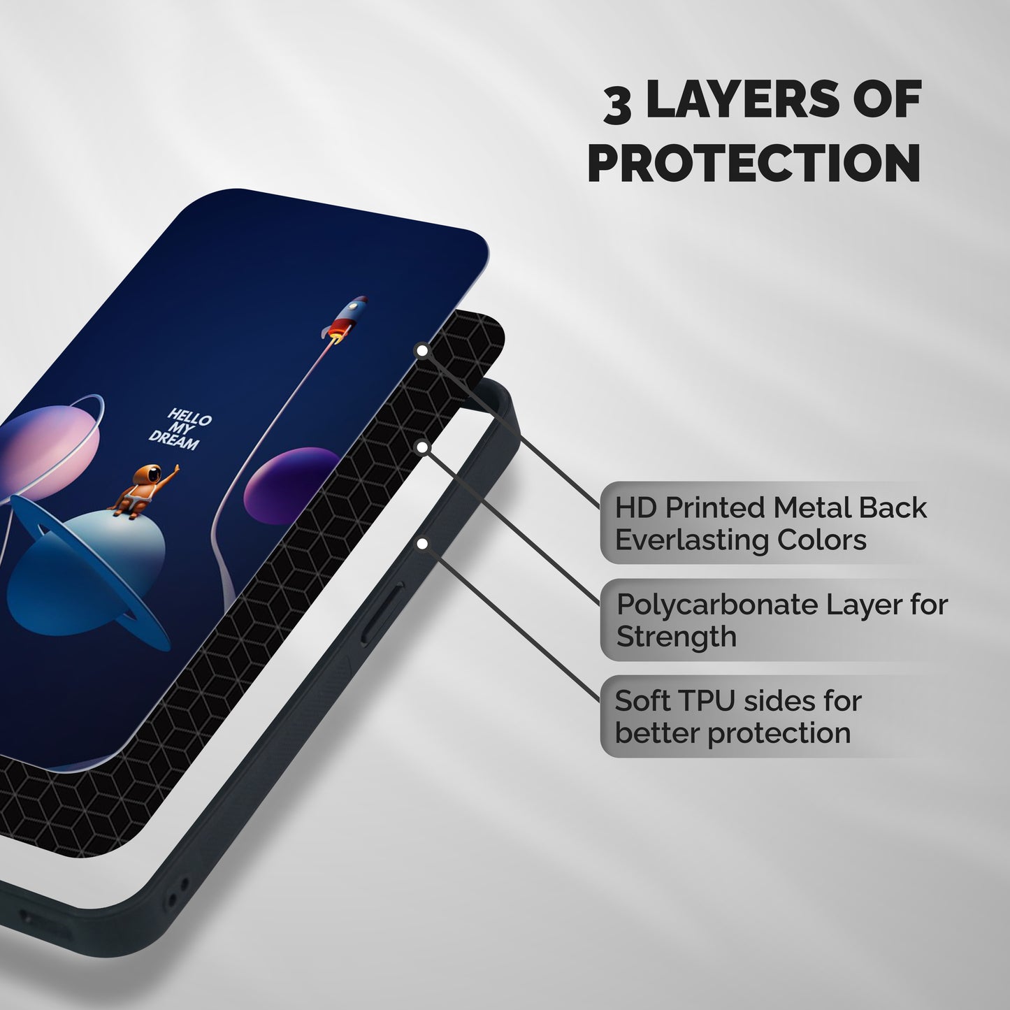 Hello My Dream Shockproof Hybrid Protection (Metal + TPU) Back Case Cover
