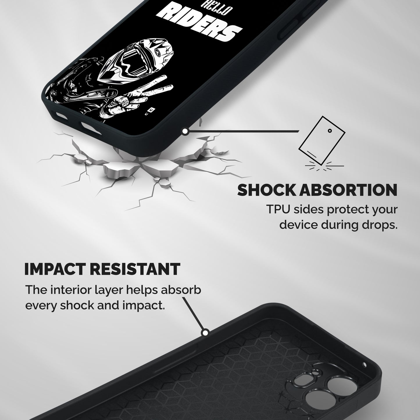 Hello Riders Shockproof Hybrid Protection (Metal + TPU) Back Case Cover