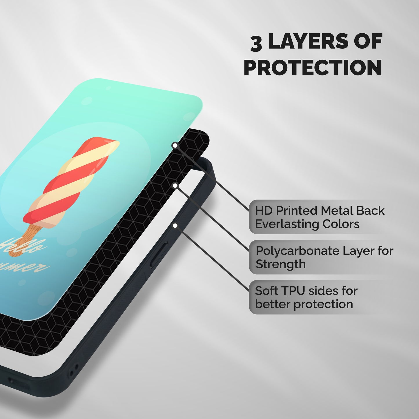 Hello Summer Shockproof Hybrid Protection (Metal + TPU) Back Case Cover