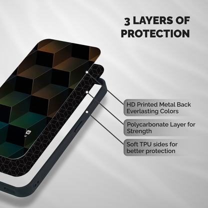 Hexagonal Design Shockproof Hybrid Protection (Metal + TPU) Back Case Cover